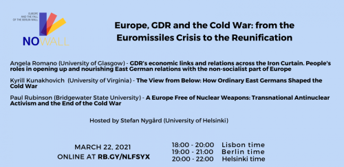 WEBINAR – Europe, GDR and the Cold War: from the Euromissiles Crisis to the Reunification
